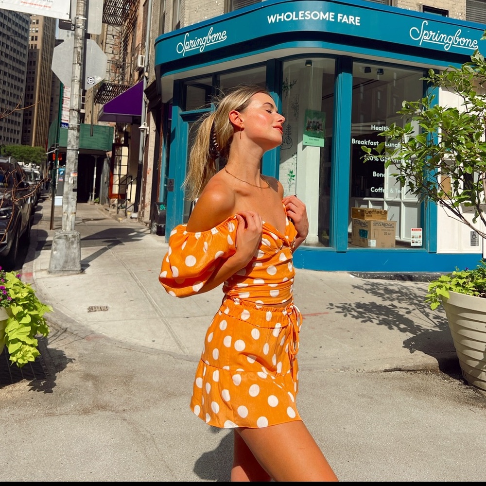 Two piece puff sleeve short set